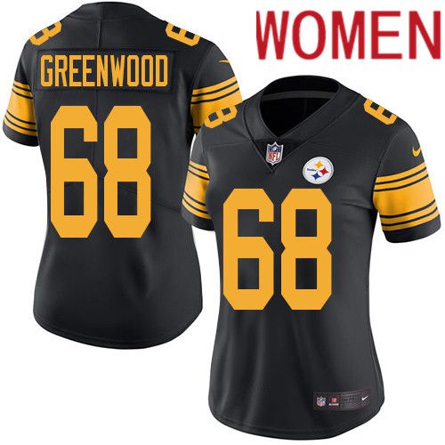 Women Pittsburgh Steelers 68 L.C. Greenwood Nike Black Vapor Limited Rush NFL Jersey